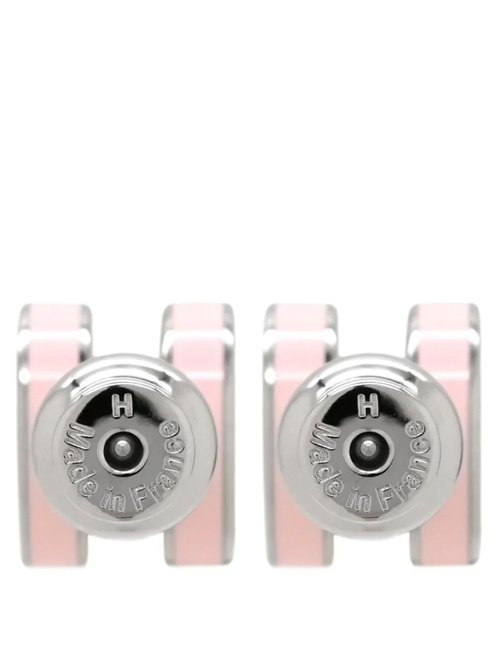 Hermes Earrings Pop Mini Enamel Rose Dragee Silver Pop Motif PG RG